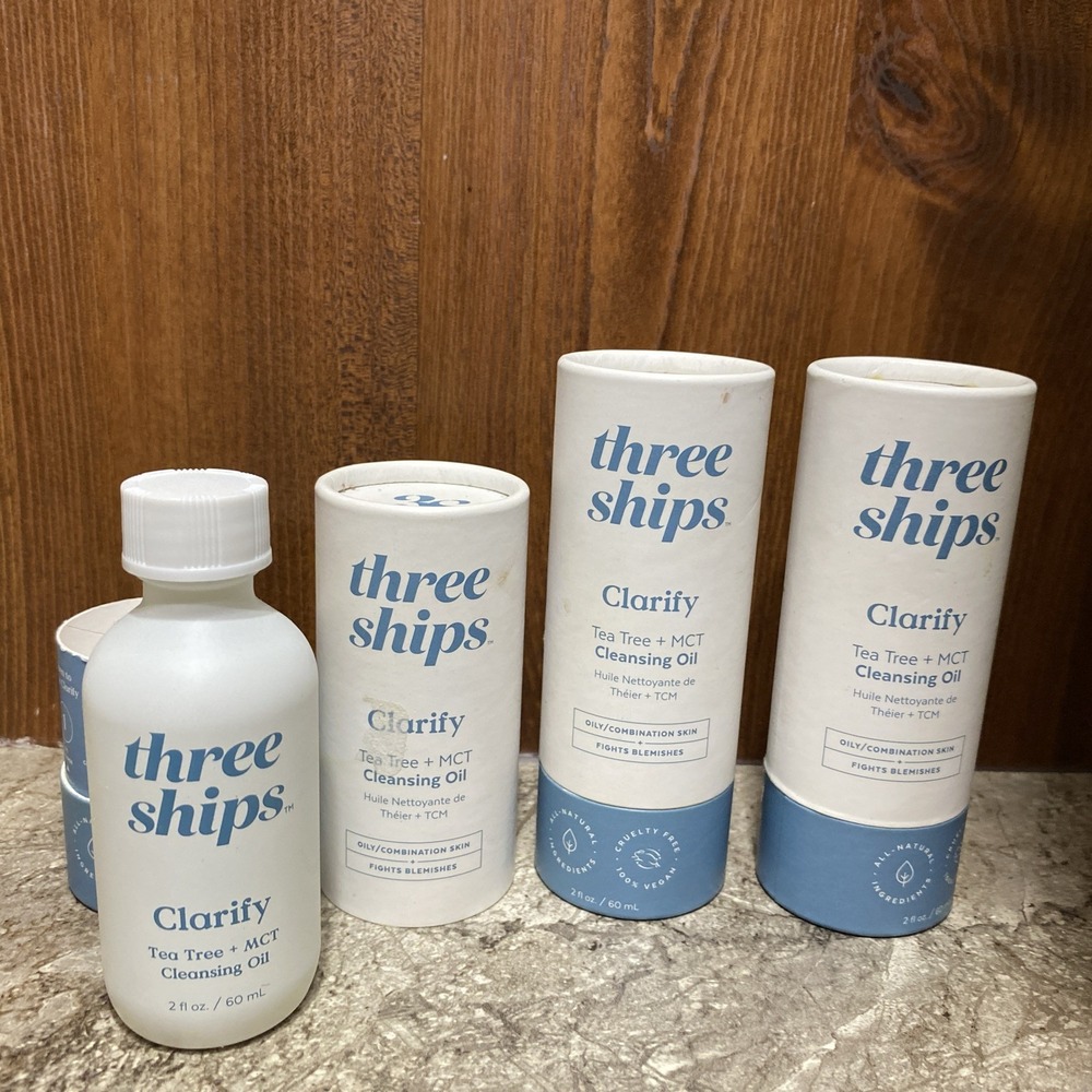 (3) Three Ships Clarify Tea Tree + MCT Cleansing Oil 2 OZ 60 mL‎